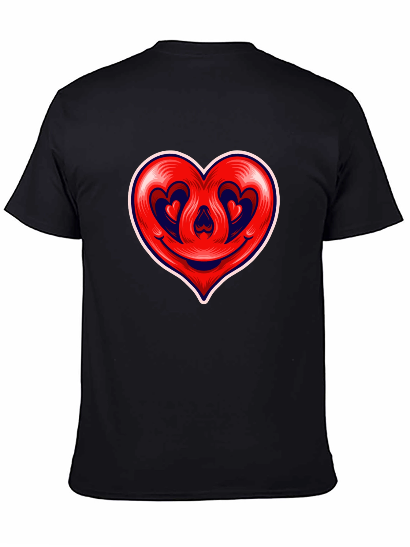 Heart Smile Graphic Tee - Black Cotton T-Shirt