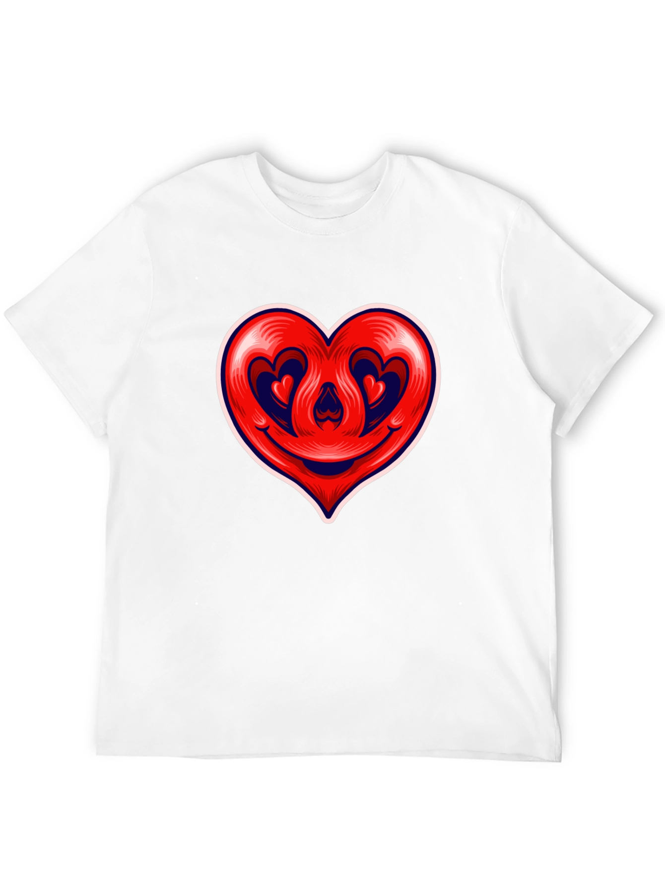 Heart Smile Graphic Tee - Black Cotton T-Shirt