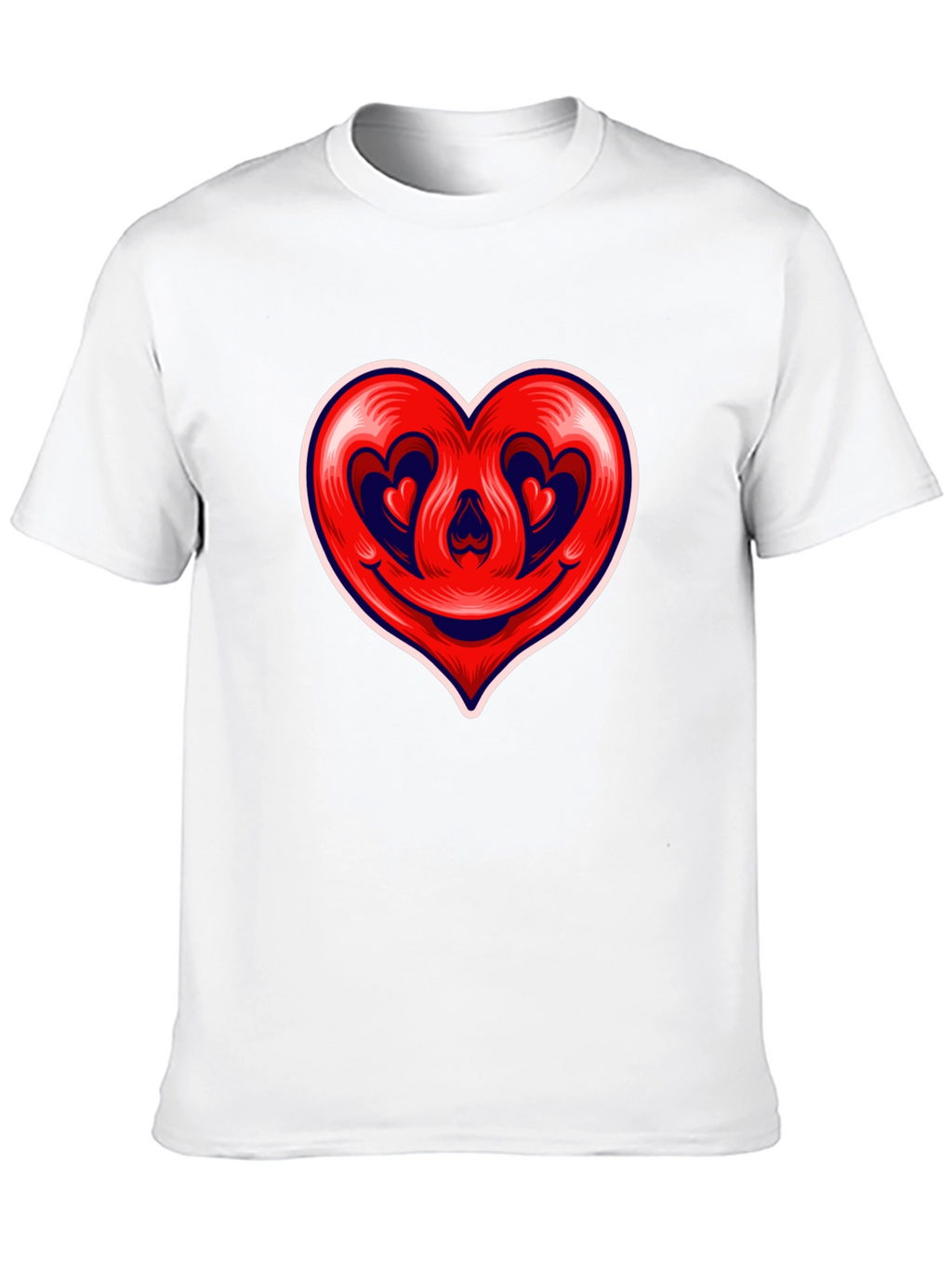 Heart Smile Graphic Tee - Black Cotton T-Shirt