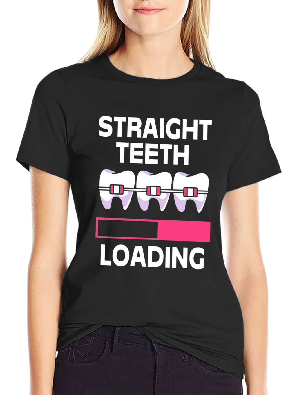 Straight Teeth Loading Graphic Tee - Black