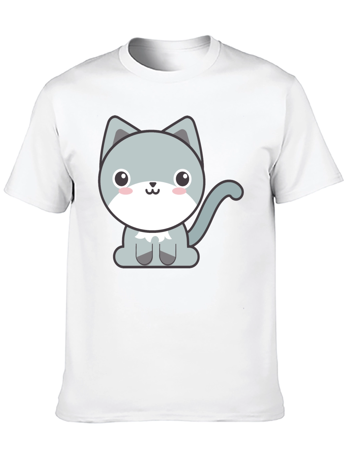 Cute Cartoon Cat Graphic Tee - Black T-Shirt