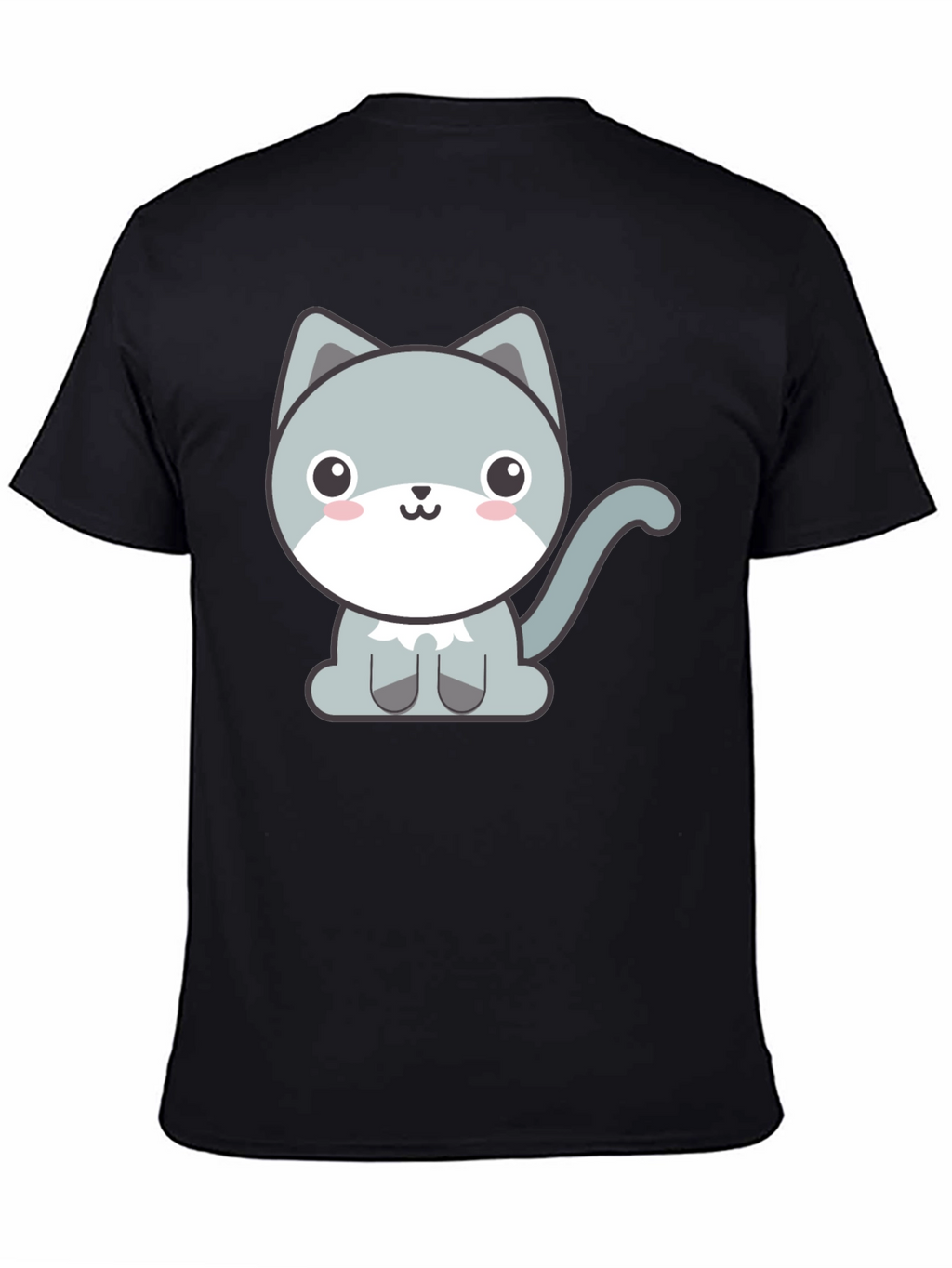 Cute Cartoon Cat Graphic Tee - Black T-Shirt