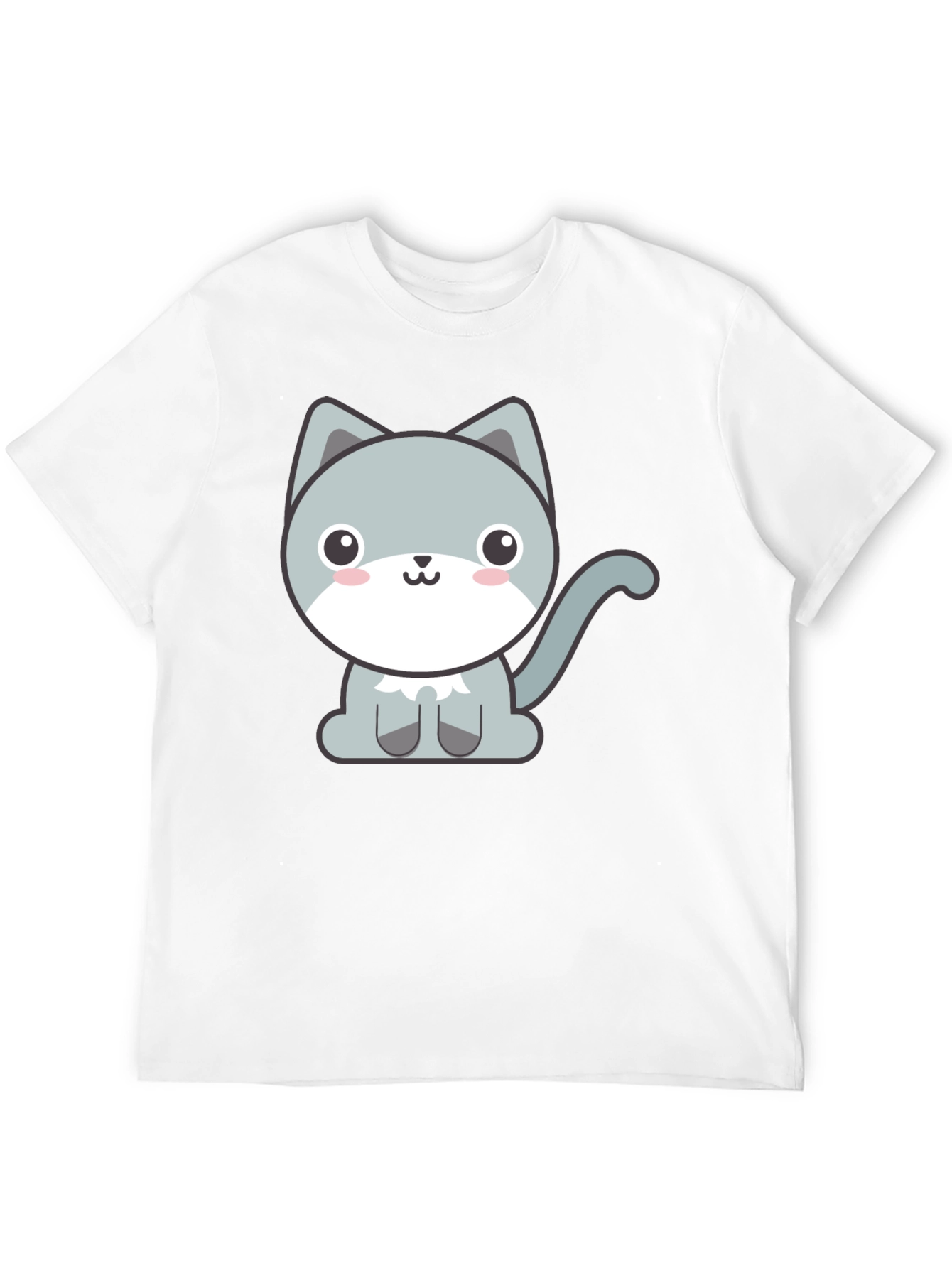 Cute Cartoon Cat Graphic Tee - Black T-Shirt