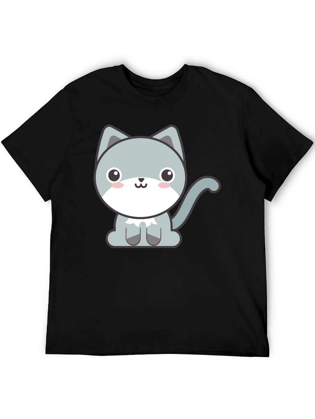 Cute Cartoon Cat Graphic Tee - Black T-Shirt