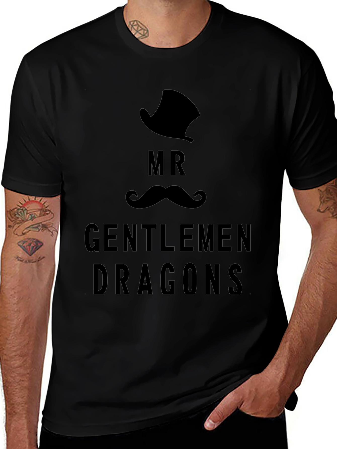 Mr. Gentlemen Dragons Graphic Black T-Shirt