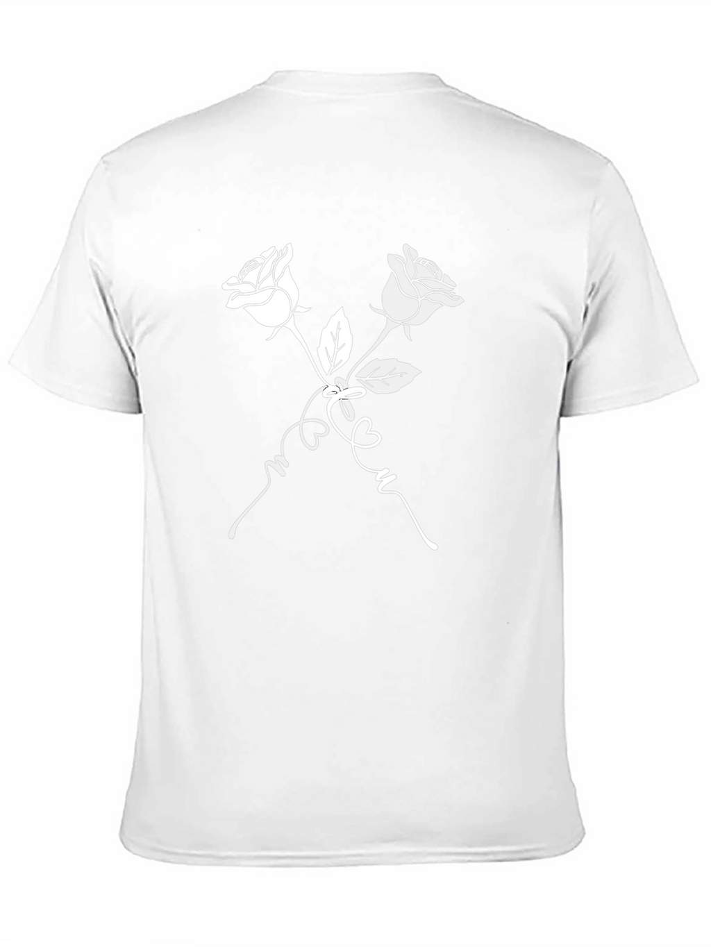 Rose T-Shirt - Black with White Floral Design