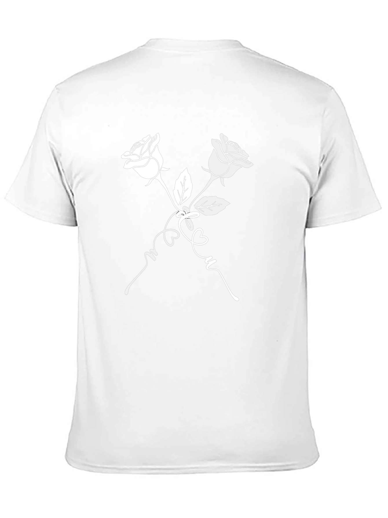 Rose T-Shirt - Black with White Floral Design