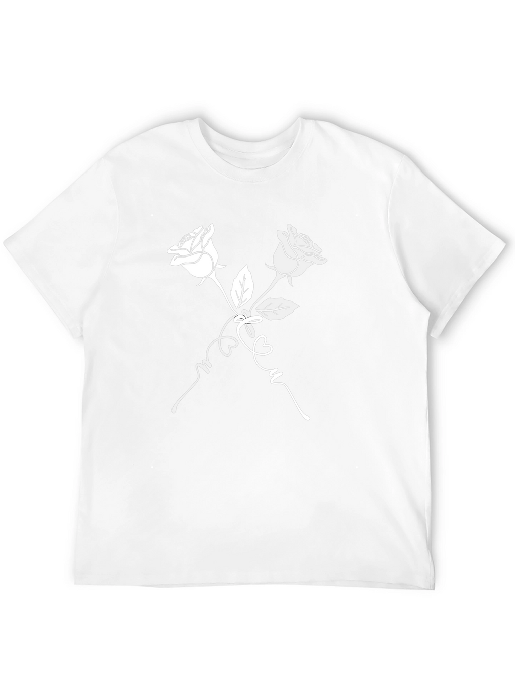 Rose T-Shirt - Black with White Floral Design