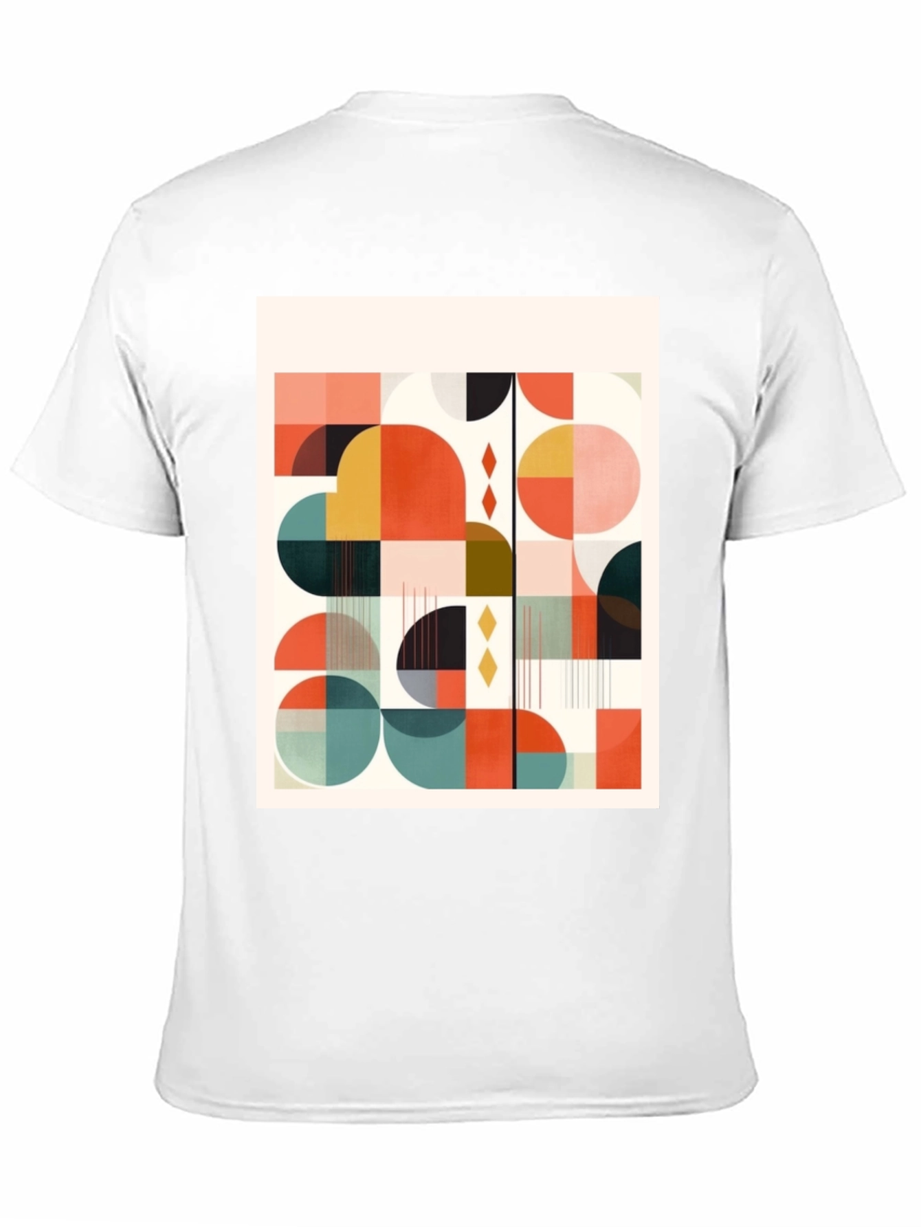 Retro Geometric Print Tee - Modern Art Design