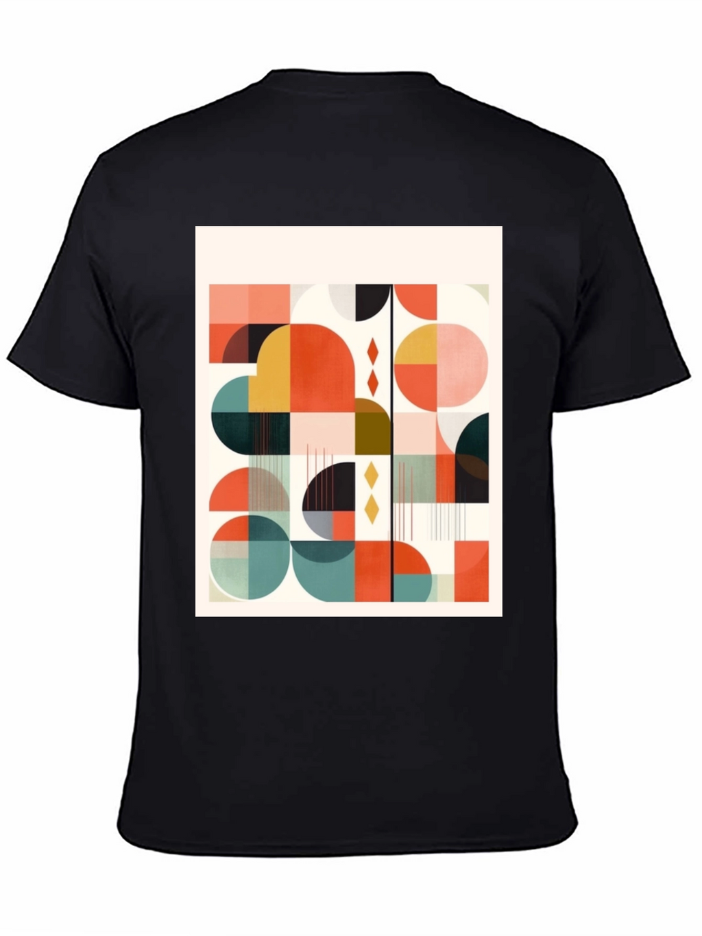 Retro Geometric Print Tee - Modern Art Design