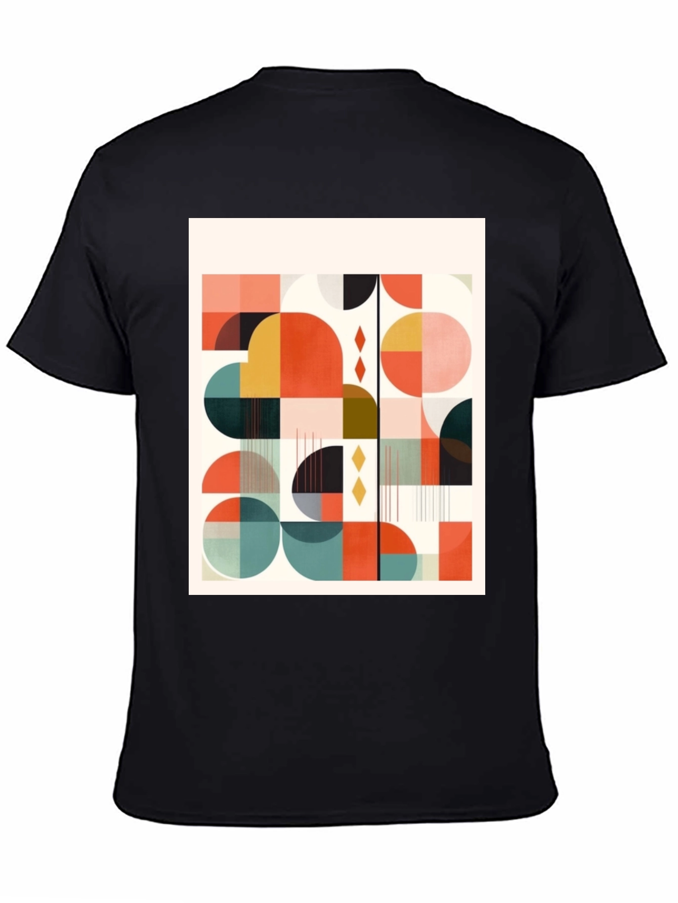 Retro Geometric Print Tee - Modern Art Design