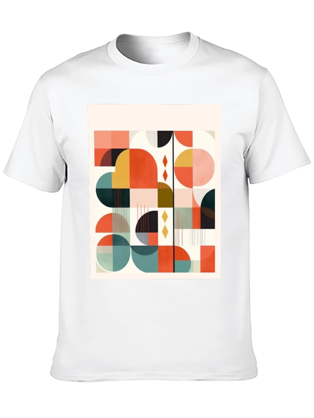 Retro Geometric Print Tee - Modern Art Design
