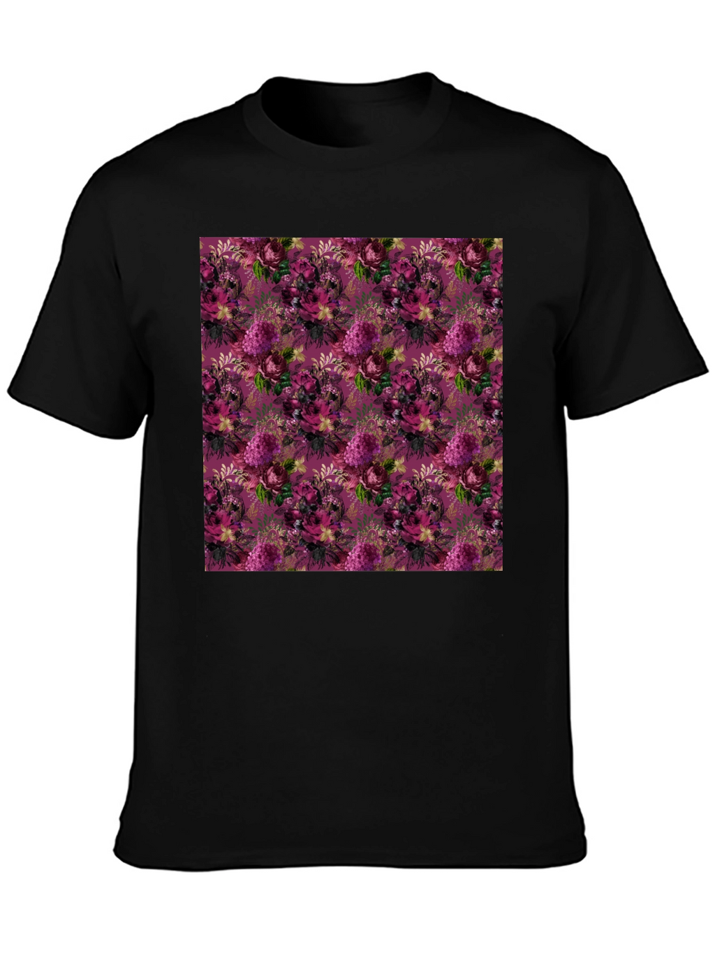 Floral Burst Black T-Shirt - Stylish Patterned Tee