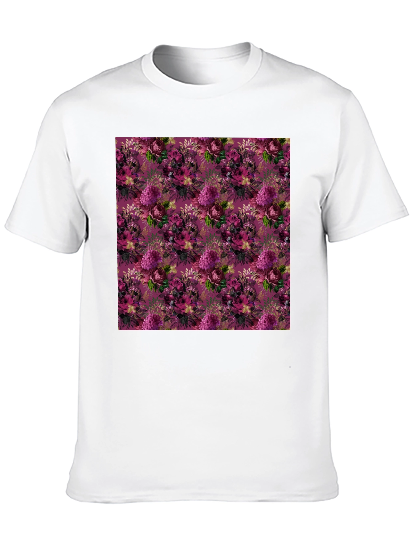 Floral Burst Black T-Shirt - Stylish Patterned Tee
