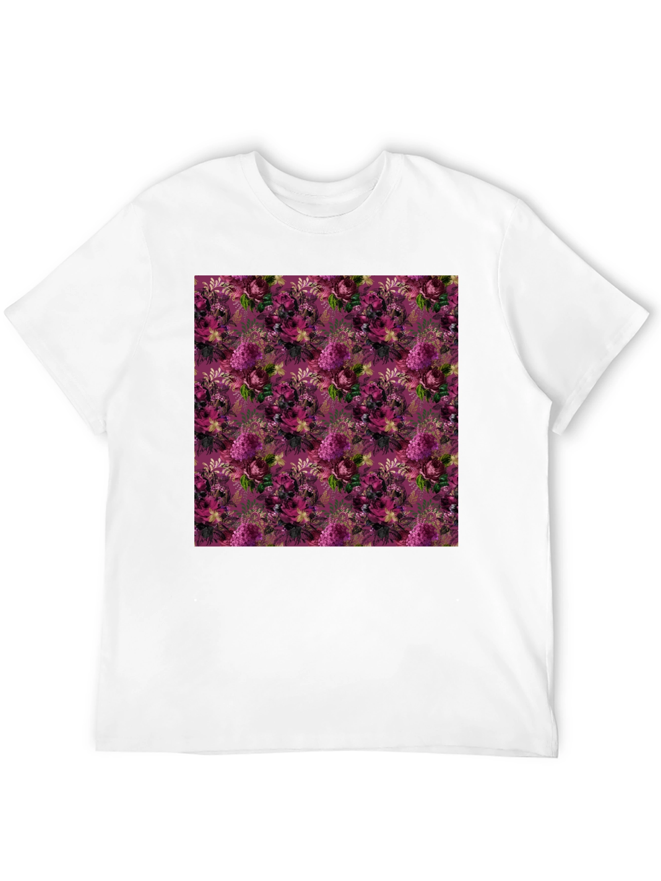 Floral Burst Black T-Shirt - Stylish Patterned Tee