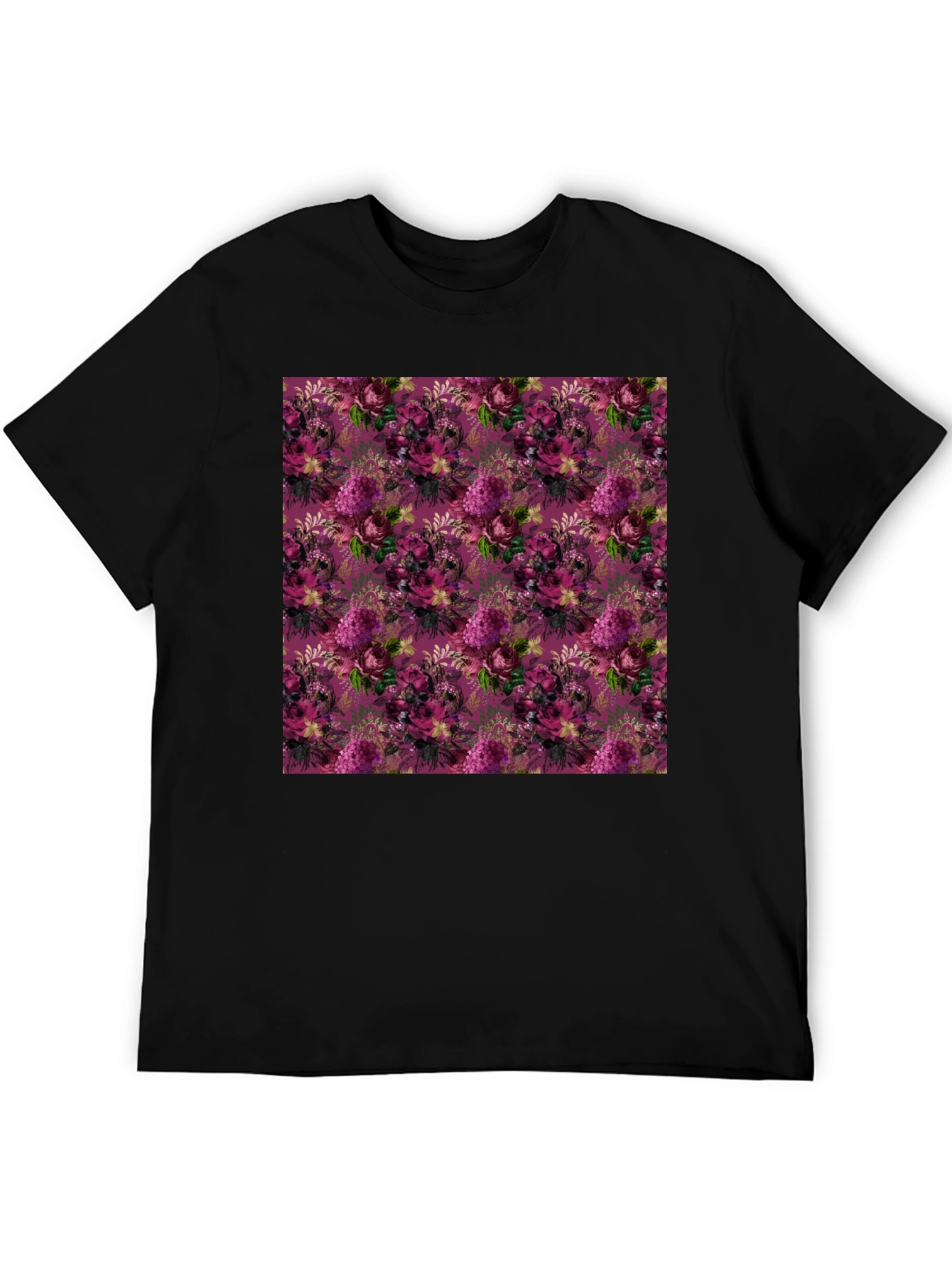 Floral Burst Black T-Shirt - Stylish Patterned Tee