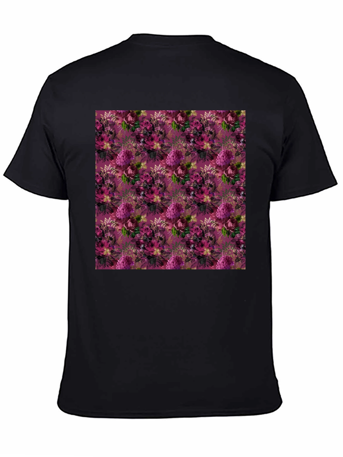 Floral Burst Black T-Shirt - Stylish Patterned Tee
