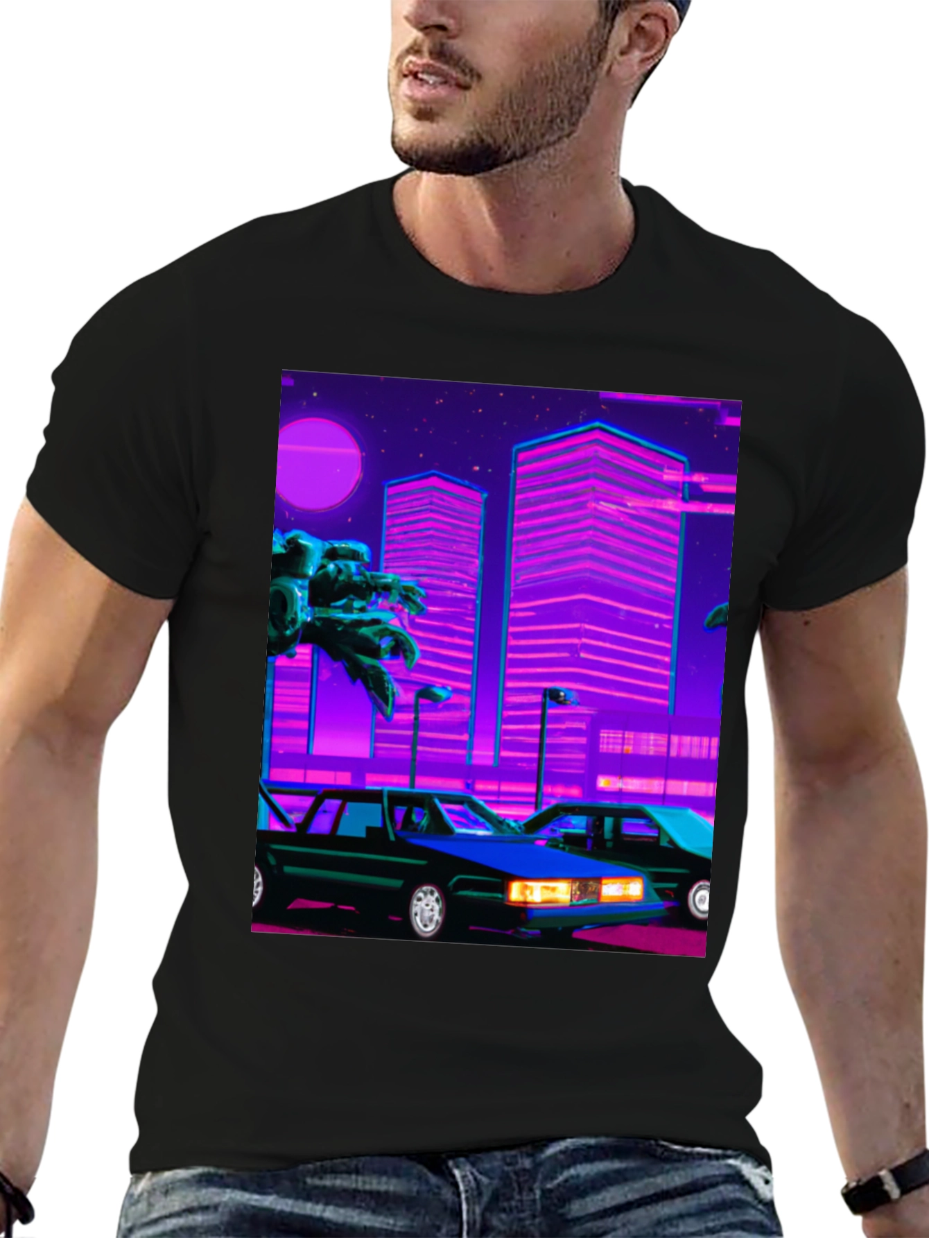 Retro Wave Style Graphic T-Shirt
