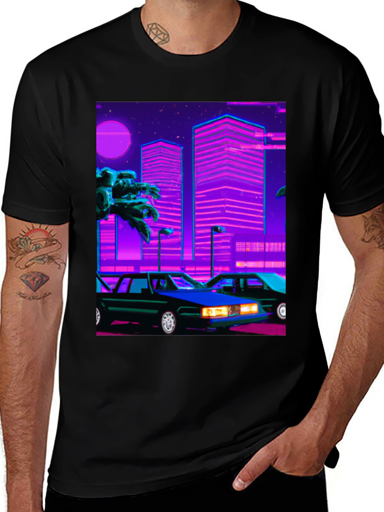 Retro Wave Style Graphic T-Shirt