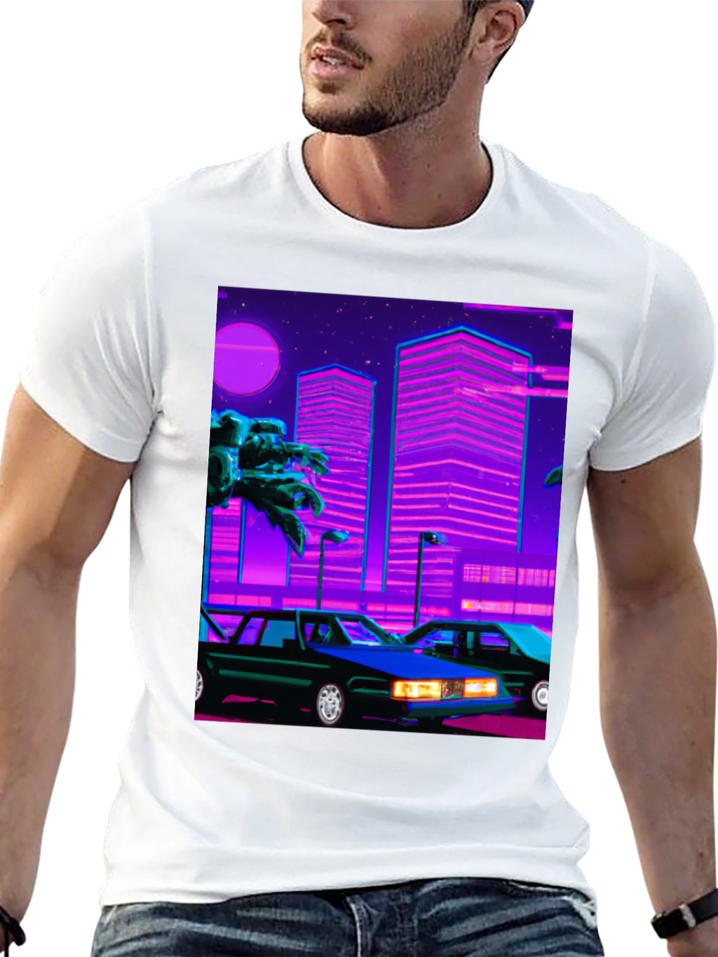 Retro Wave Style Graphic T-Shirt