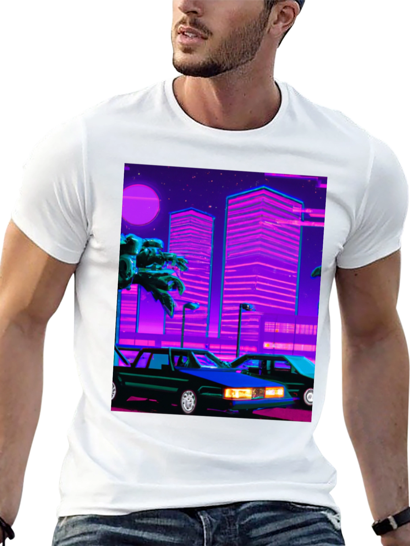 Retro Wave Style Graphic T-Shirt