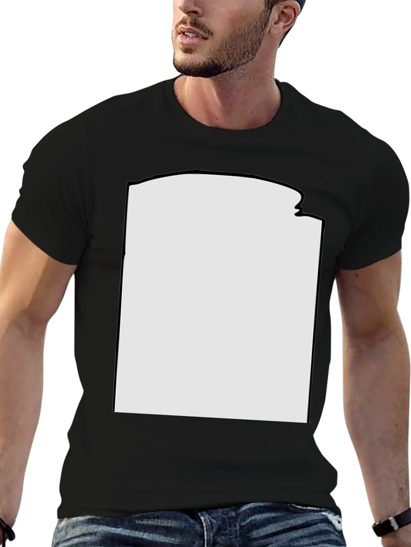 Modern Black T-Shirt with Custom Print Area