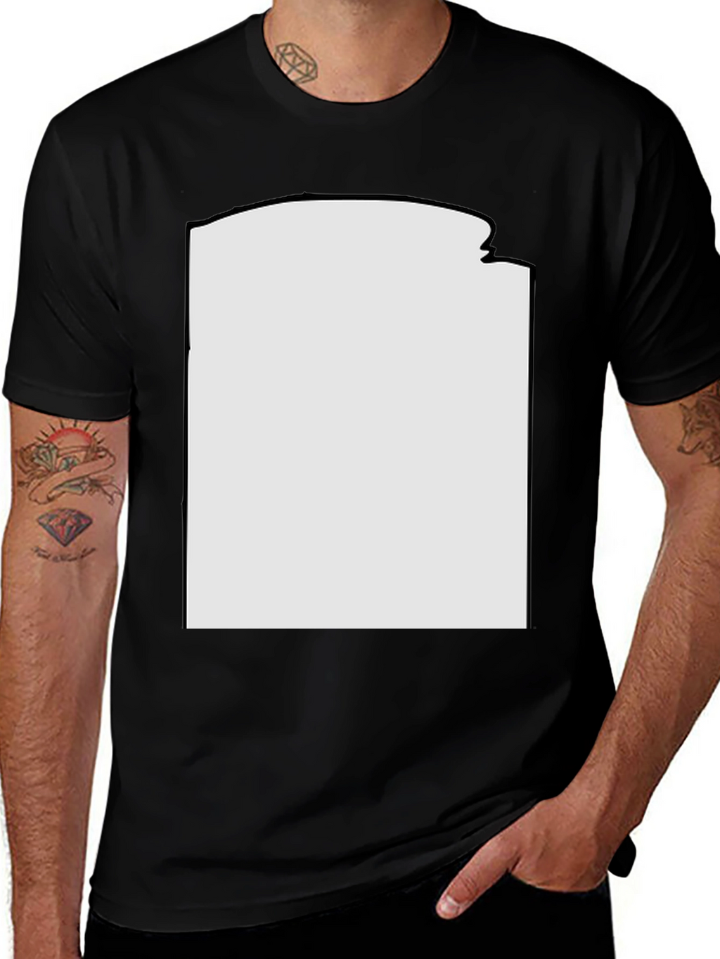 Modern Black T-Shirt with Custom Print Area