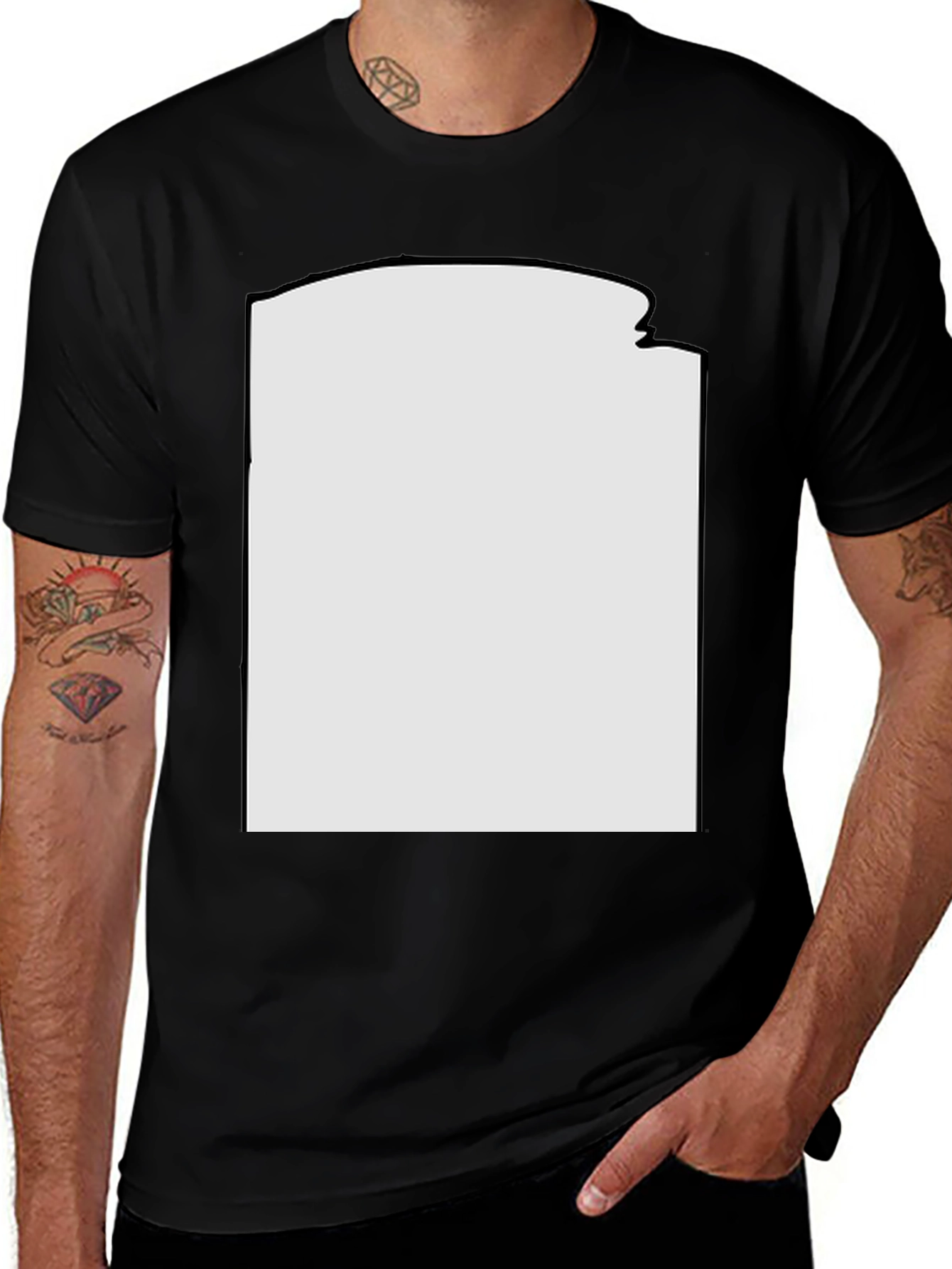 Modern Black T-Shirt with Custom Print Area