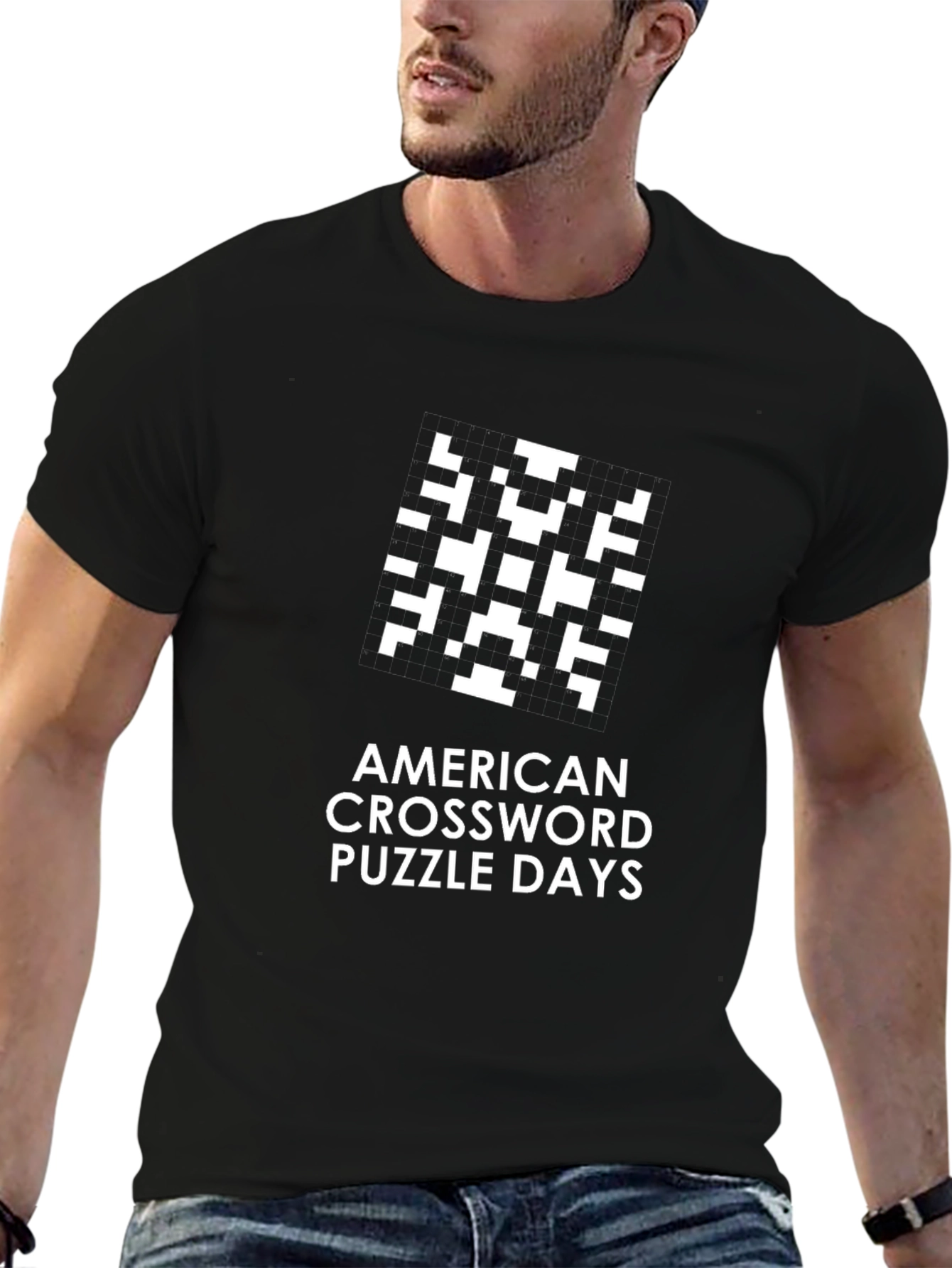 American Crossword Puzzle Days Black T-Shirt