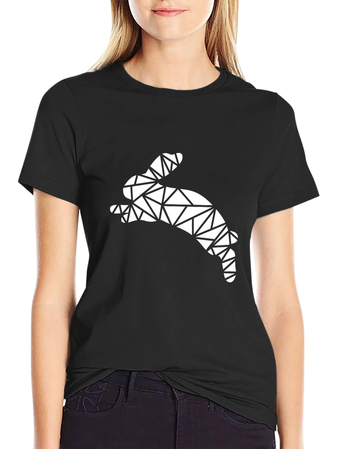 Geometric Rabbit Graphic Tee - Modern Art Shirt