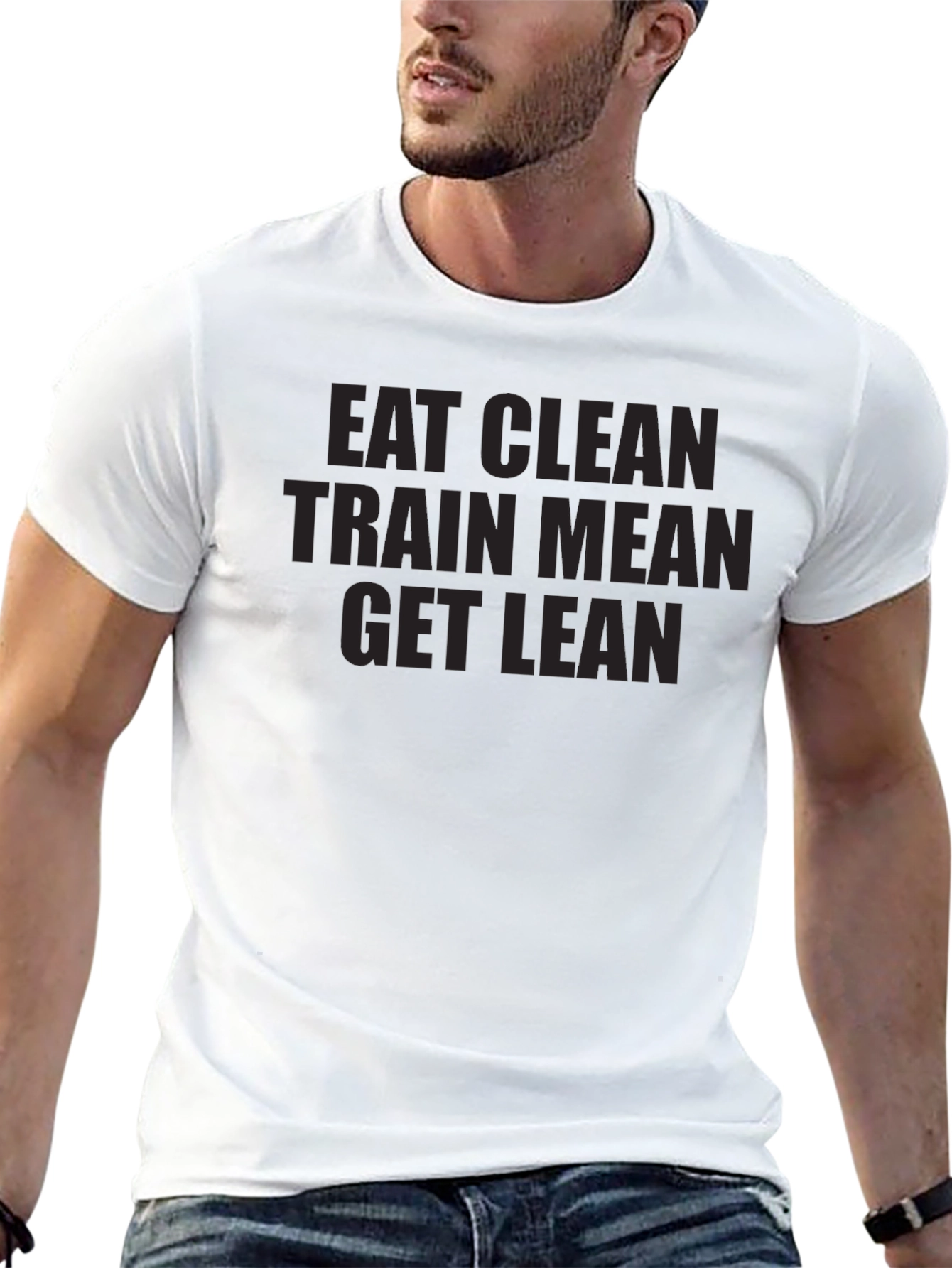 Eat Clean Train Mean Get Lean Black Graphic Tee