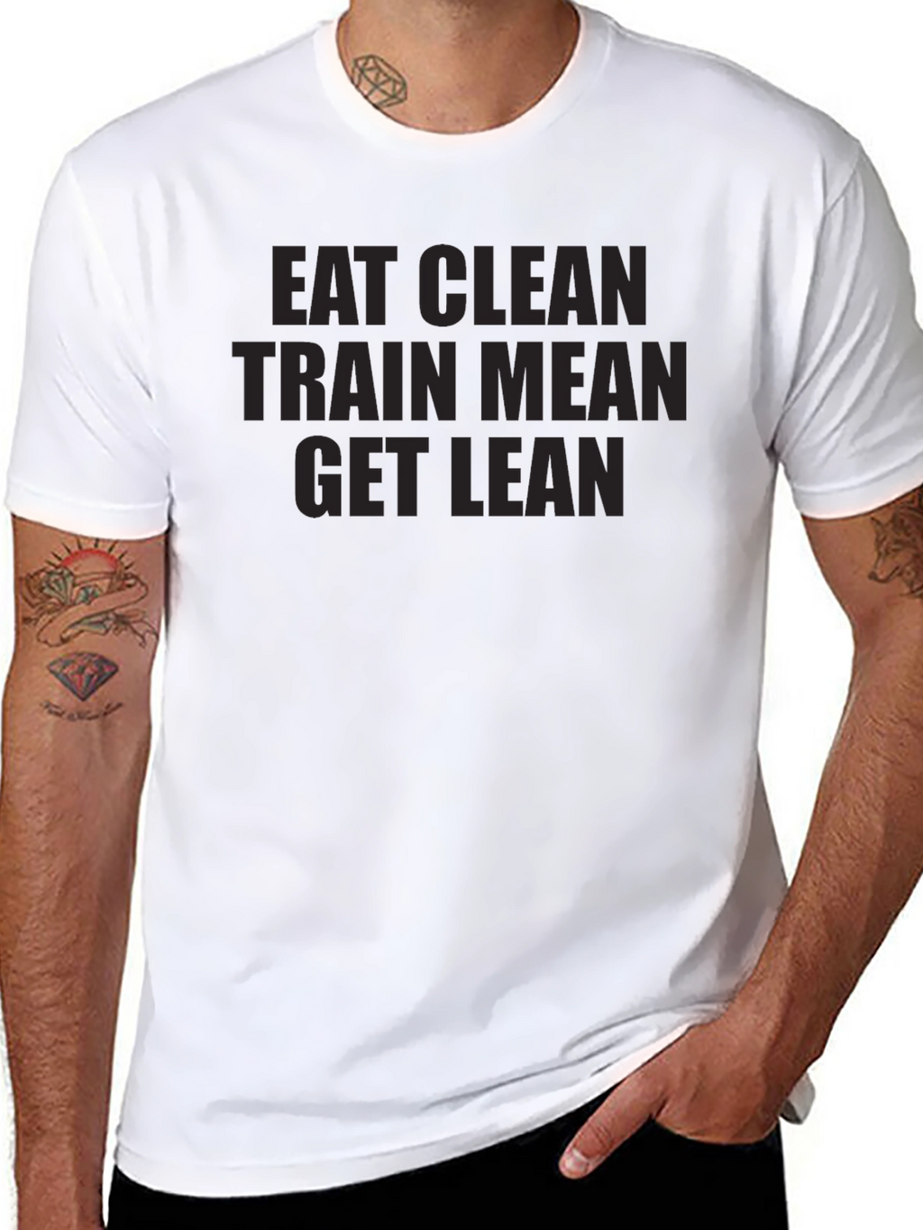 Eat Clean Train Mean Get Lean Black Graphic Tee