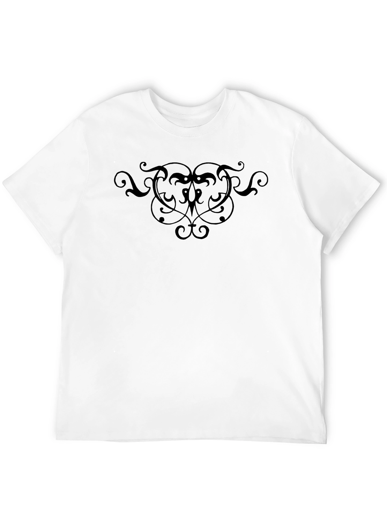 Mens Black T-Shirt with Ornamental Design