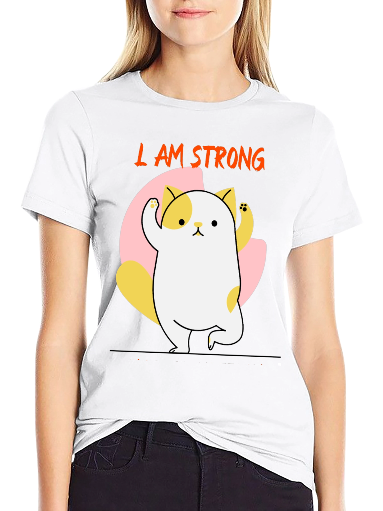 I AM STRONG T-Shirt Cute Cat Design