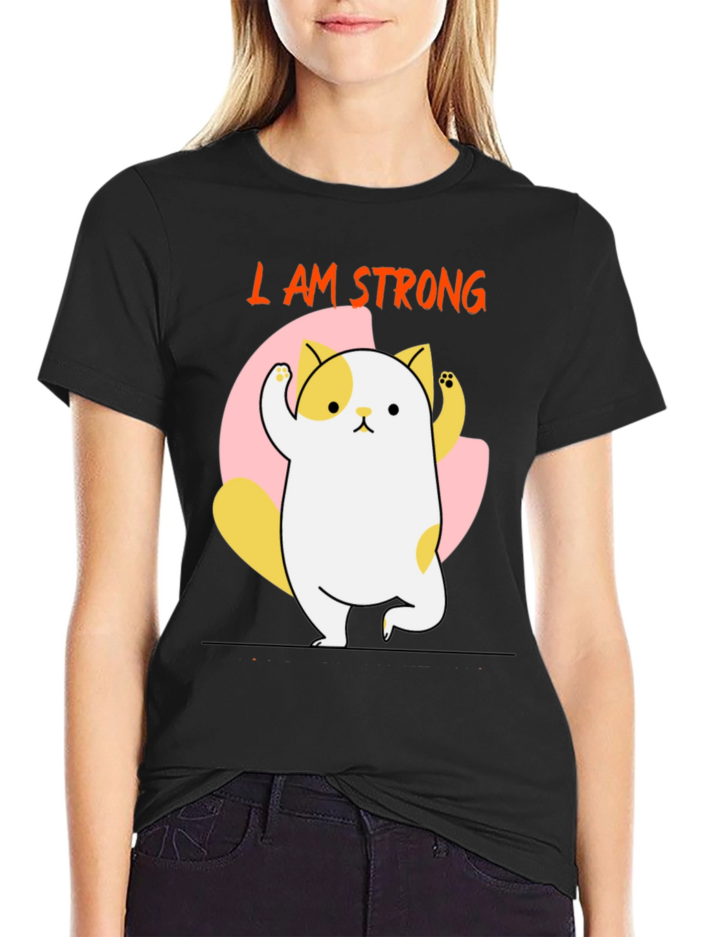 I AM STRONG T-Shirt Cute Cat Design