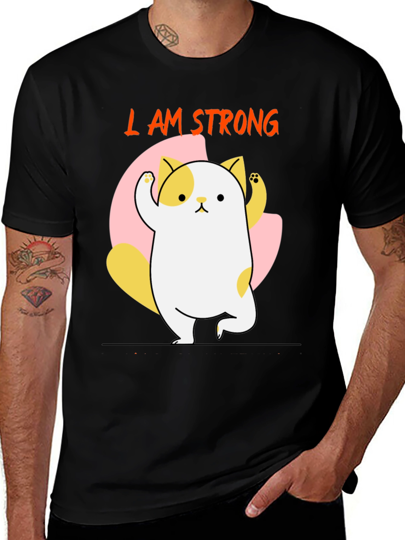 I AM STRONG T-Shirt Cute Cat Design