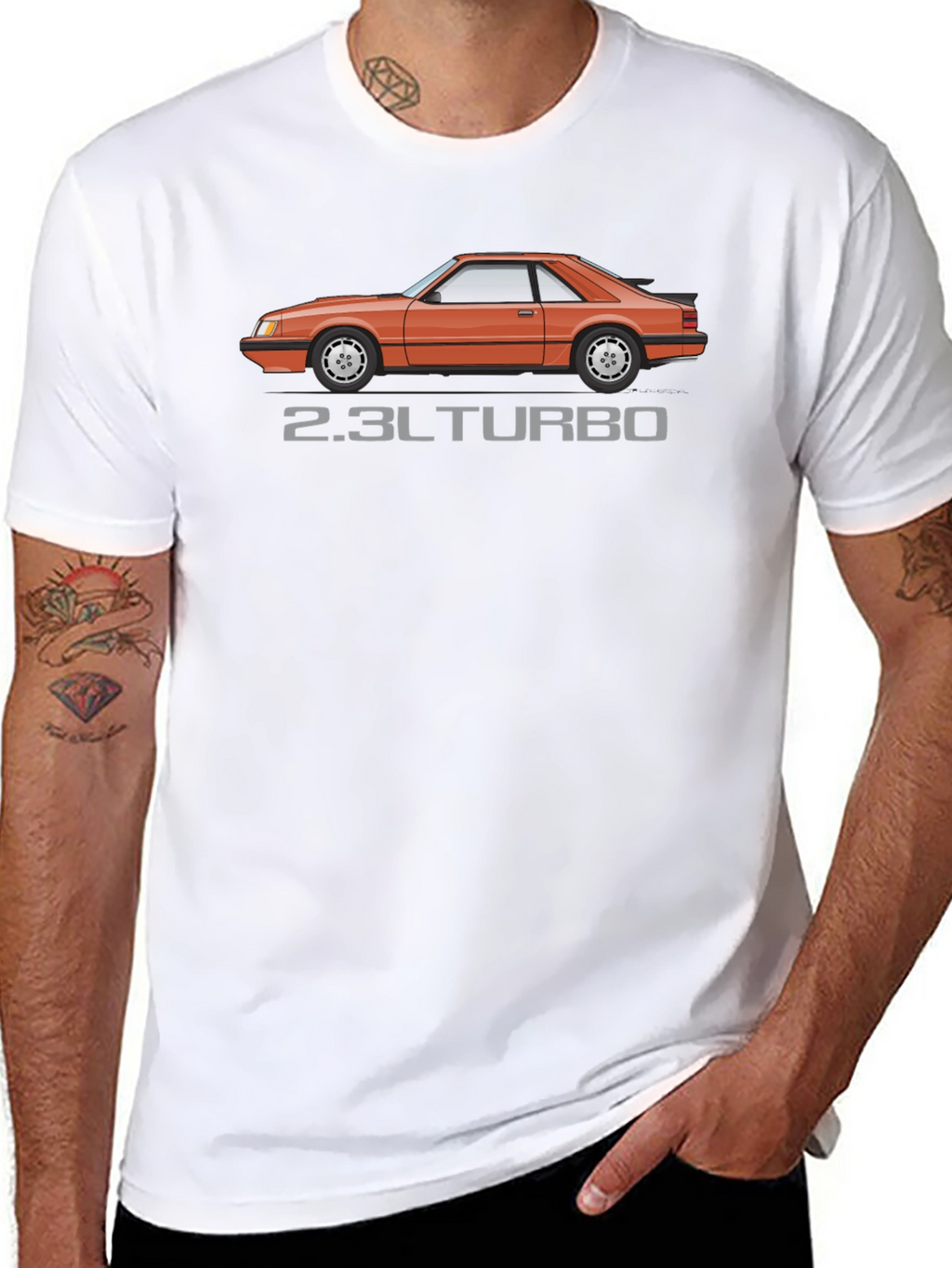 2.3L Turbo Car Graphic Black T-Shirt