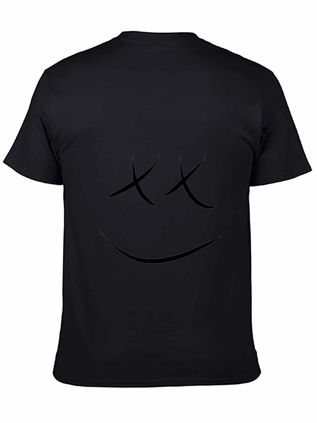 Smiley Face Graphic T-Shirt - Casual Black Tee