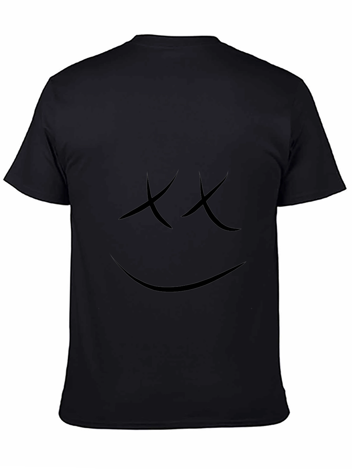 Smiley Face Graphic T-Shirt - Casual Black Tee