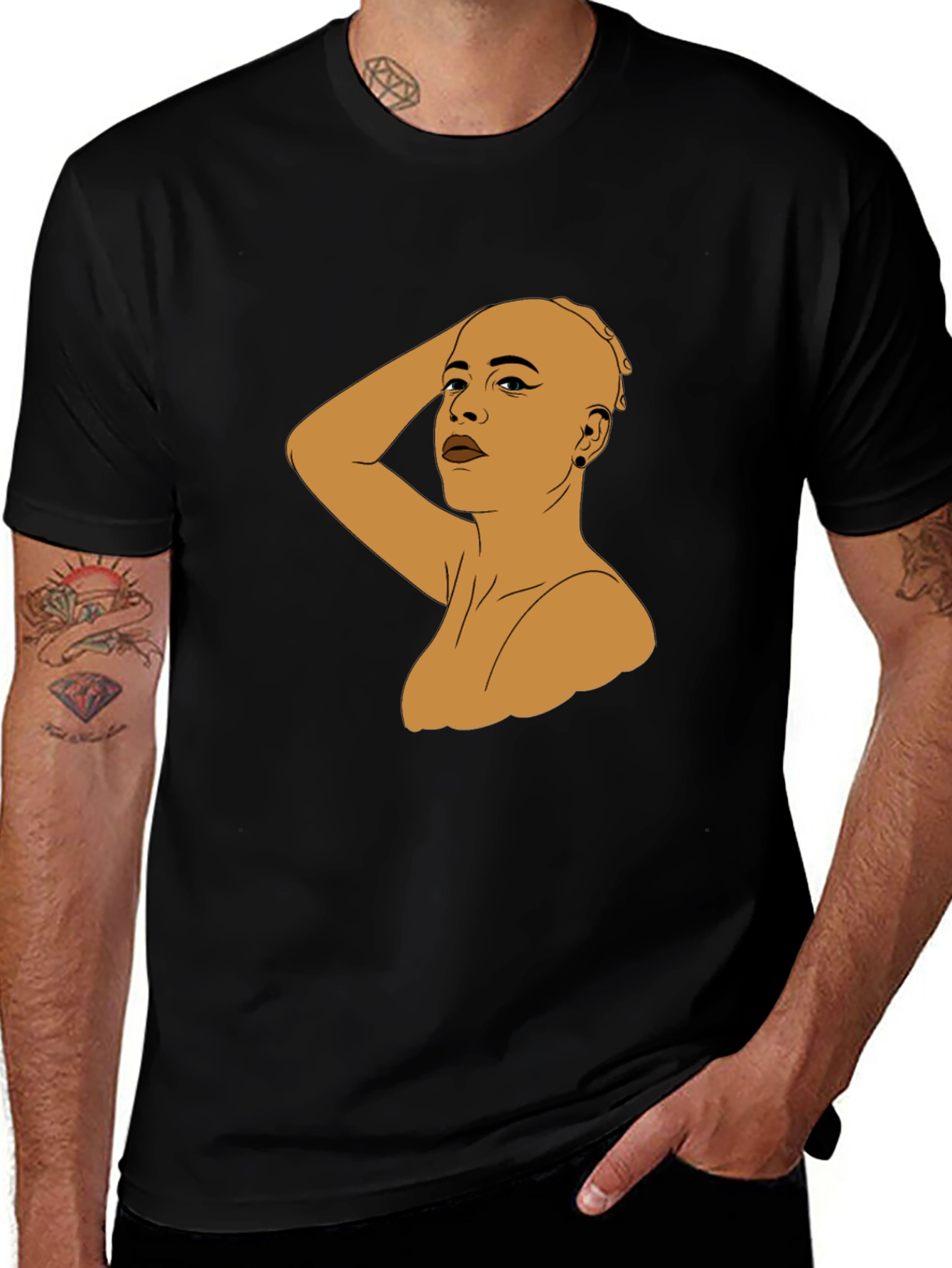 Bald Woman Graphic Tee - Black Unisex T-Shirt