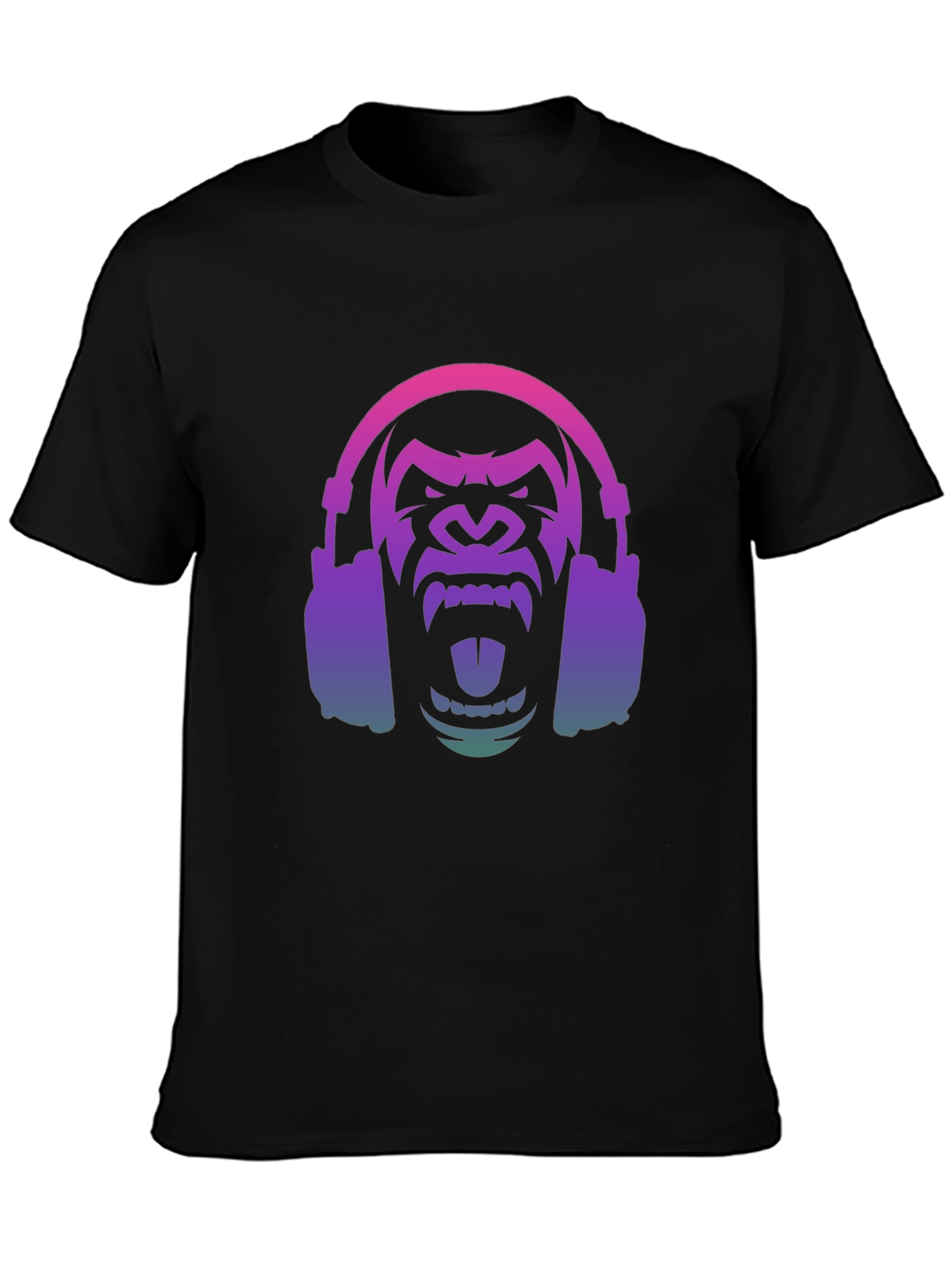 DJ Gorilla Graphic Tee - Cool Gradient Headphone Design
