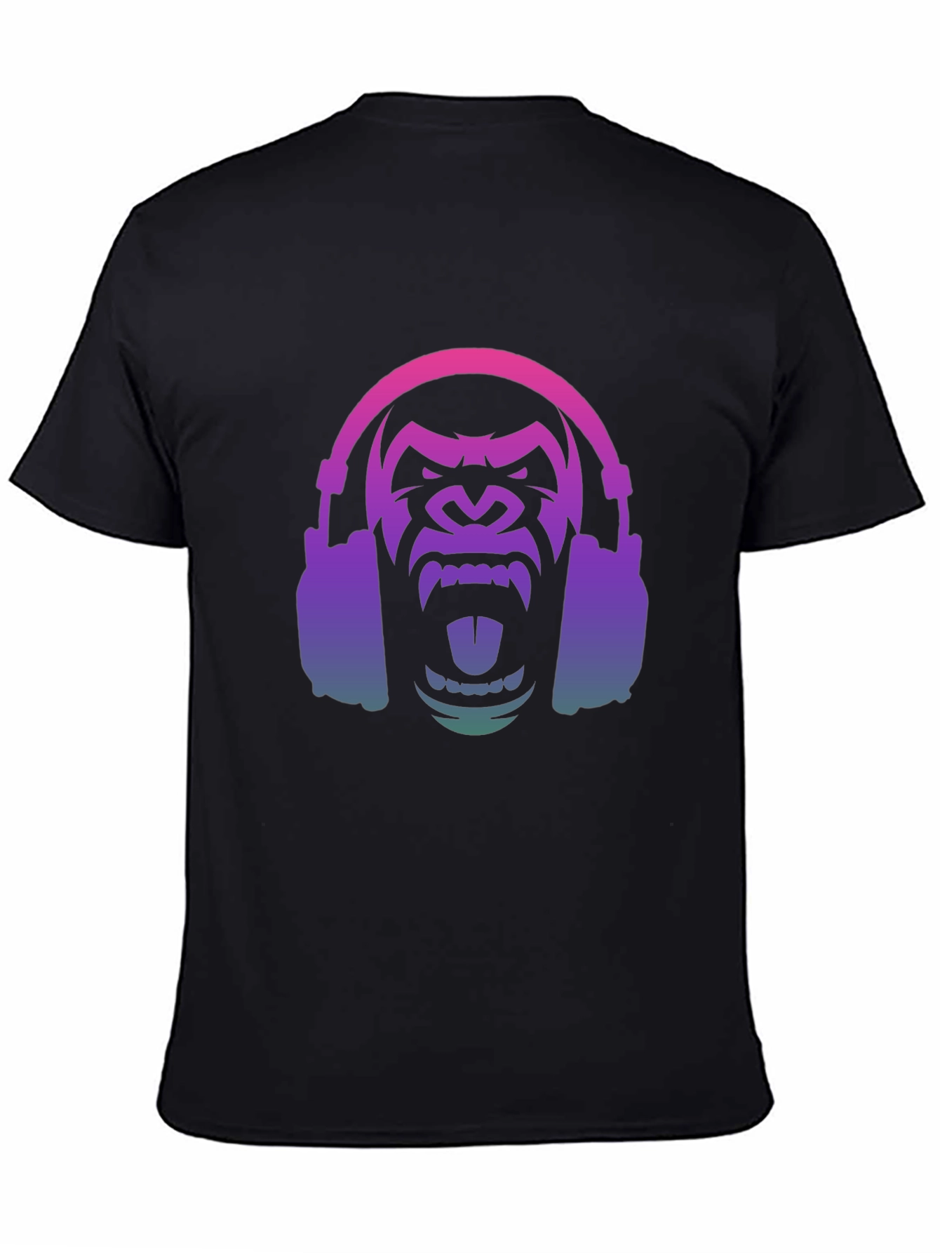 DJ Gorilla Graphic Tee - Cool Gradient Headphone Design