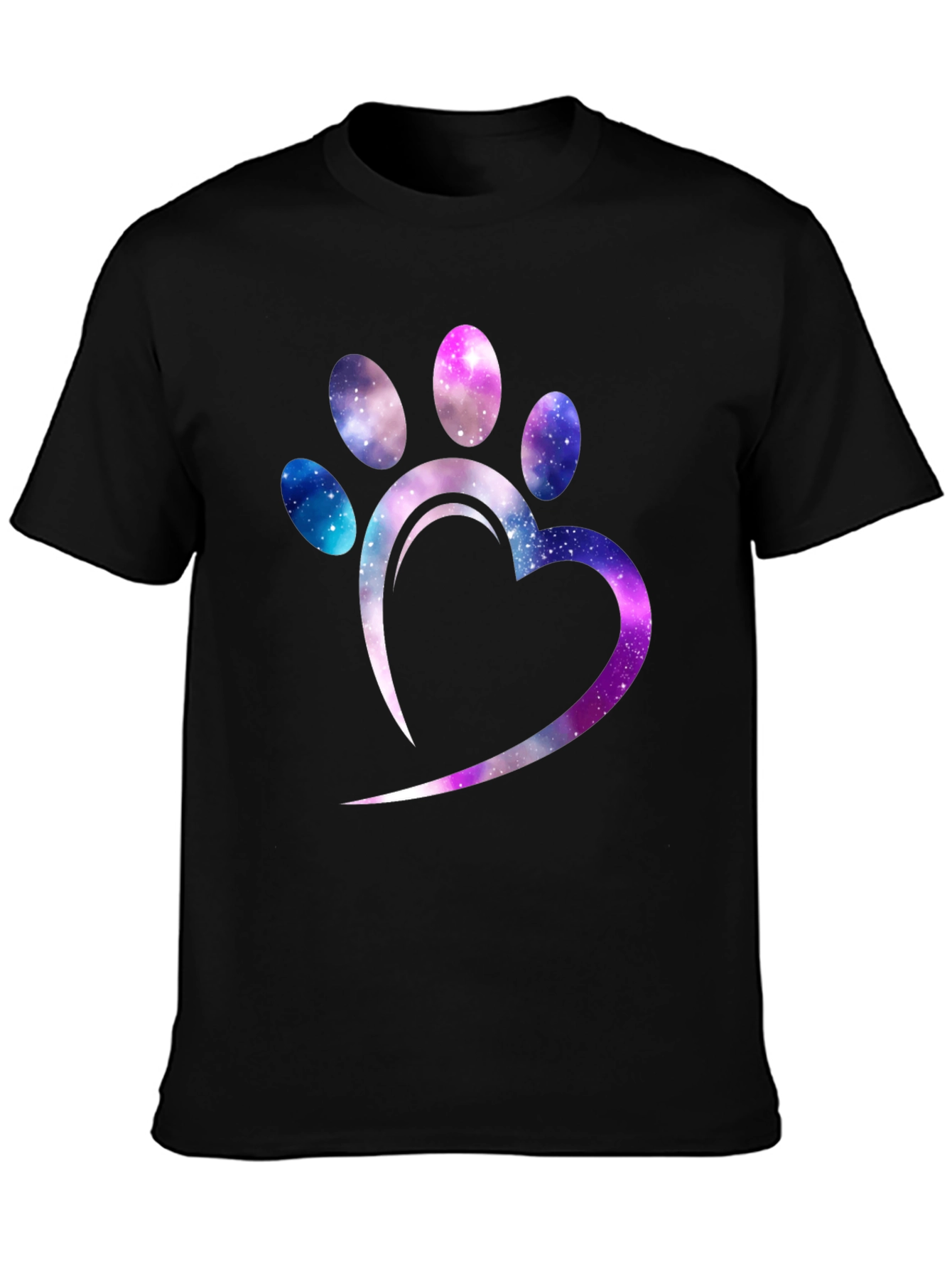 Galaxy Paw Print Heart T-Shirt