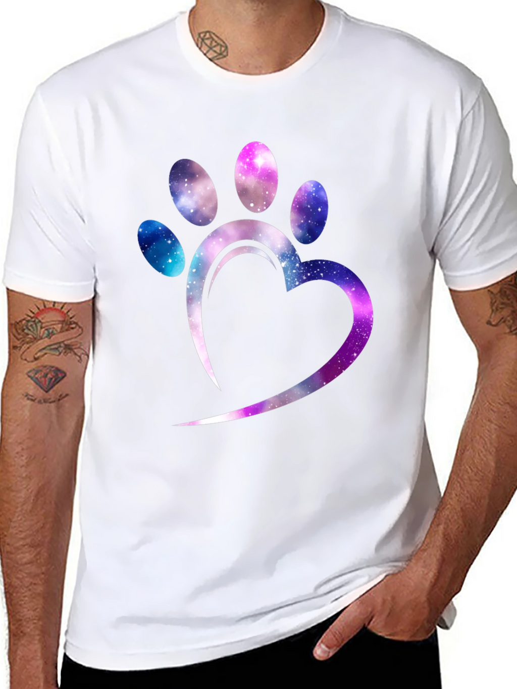 Galaxy Paw Print Heart T-Shirt
