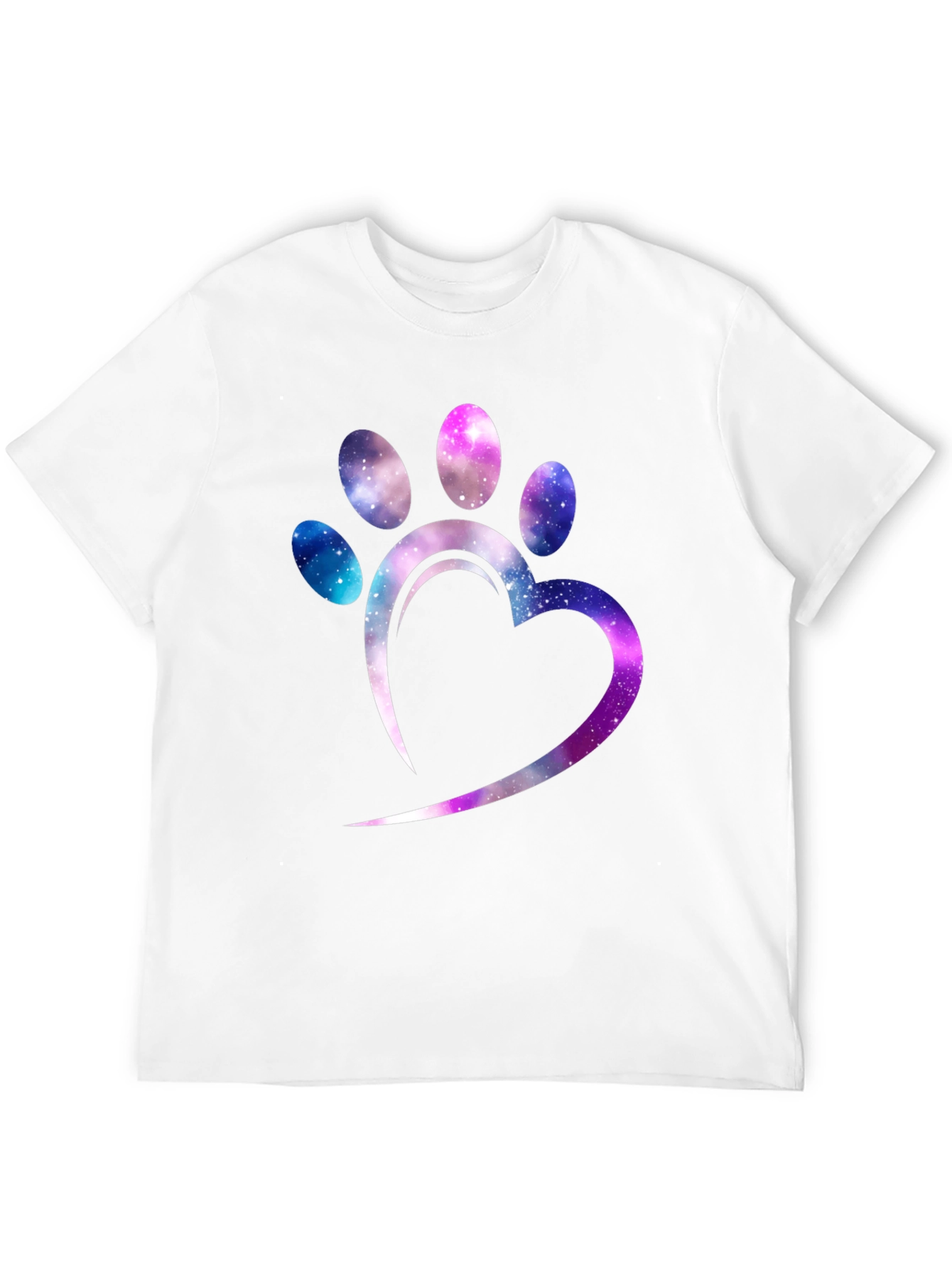 Galaxy Paw Print Heart T-Shirt