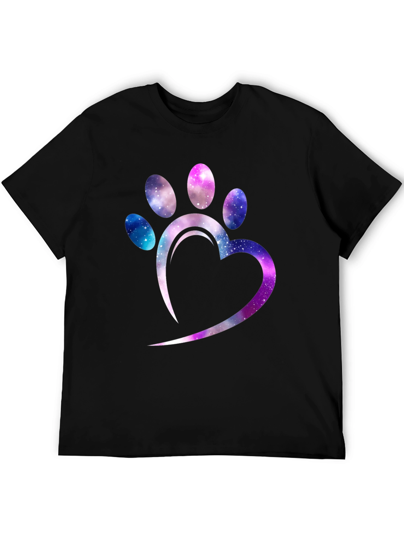 Galaxy Paw Print Heart T-Shirt