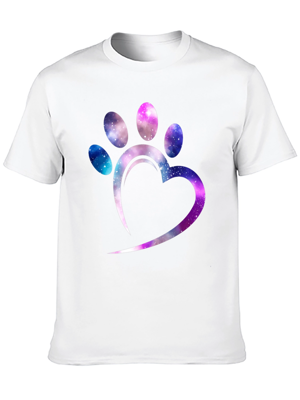 Galaxy Paw Print Heart T-Shirt