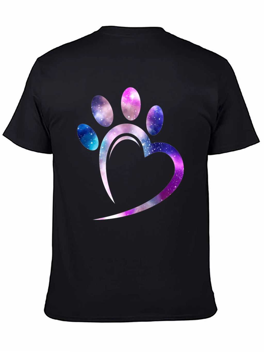 Galaxy Paw Print Heart T-Shirt