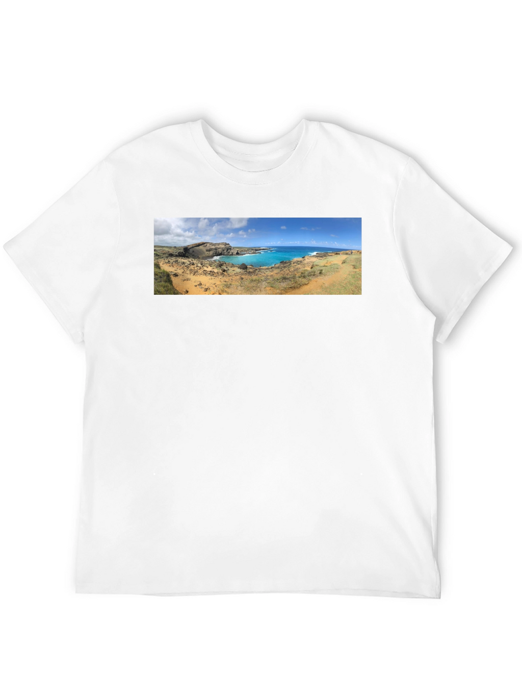 Scenic Coastline Panorama Black T-Shirt