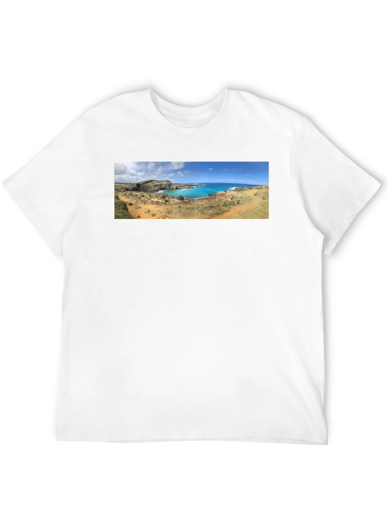 Scenic Coastline Panorama Black T-Shirt